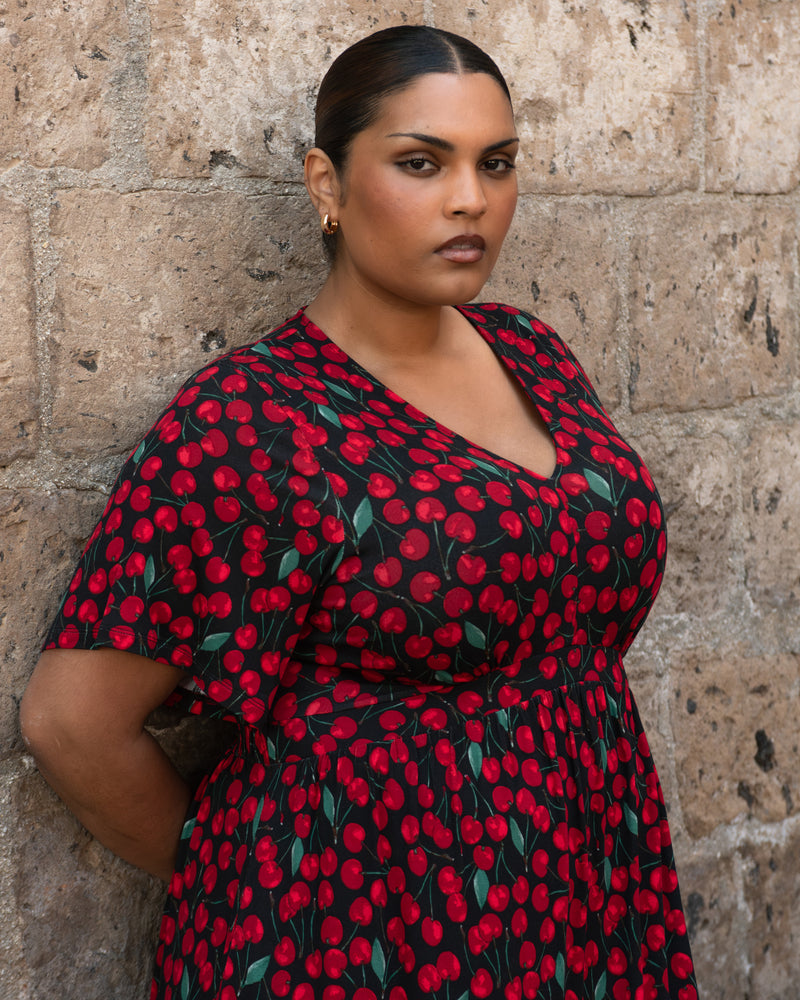 Ravello Liquid Jersey Dress - Very Cherry Print | Plus Size & Straight Size Women's Fashion | Universal Standard