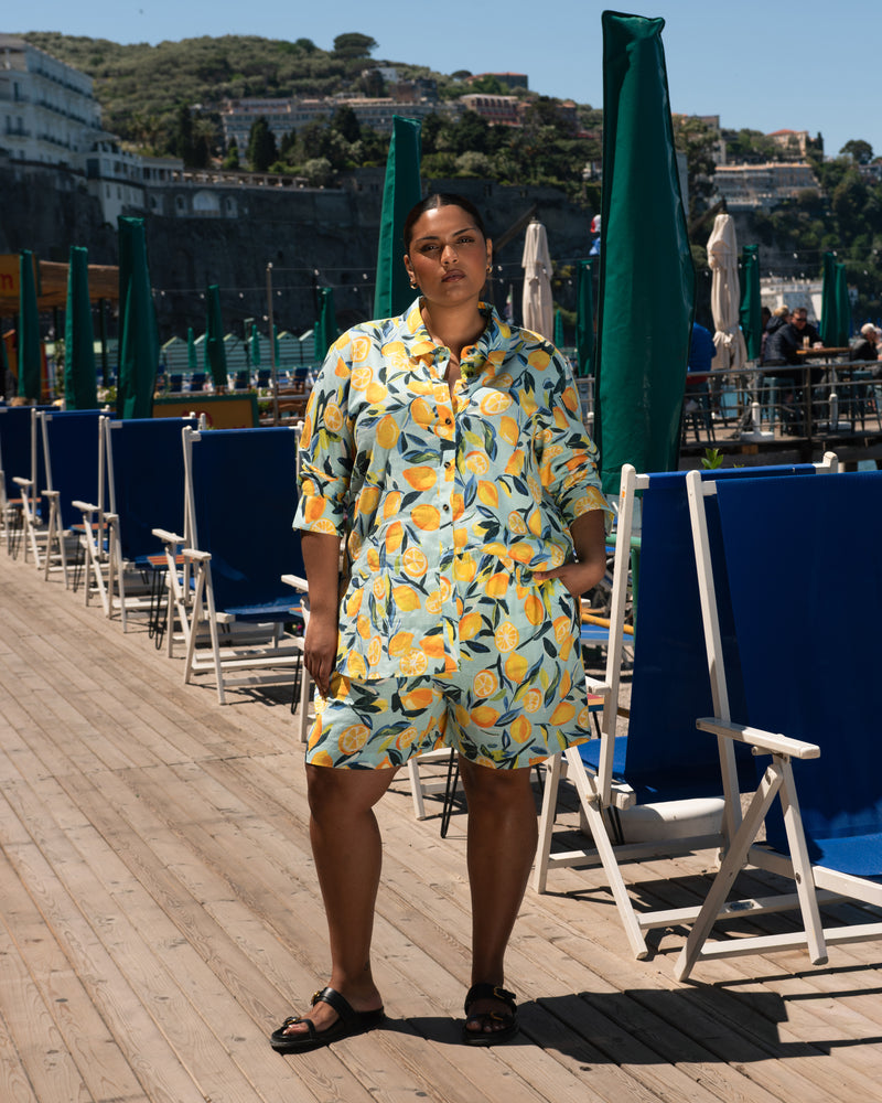 Juniper Linen Easy Pull-On Shorts - Limoncello Print | Plus Size & Straight Size Women's Fashion | Universal Standard