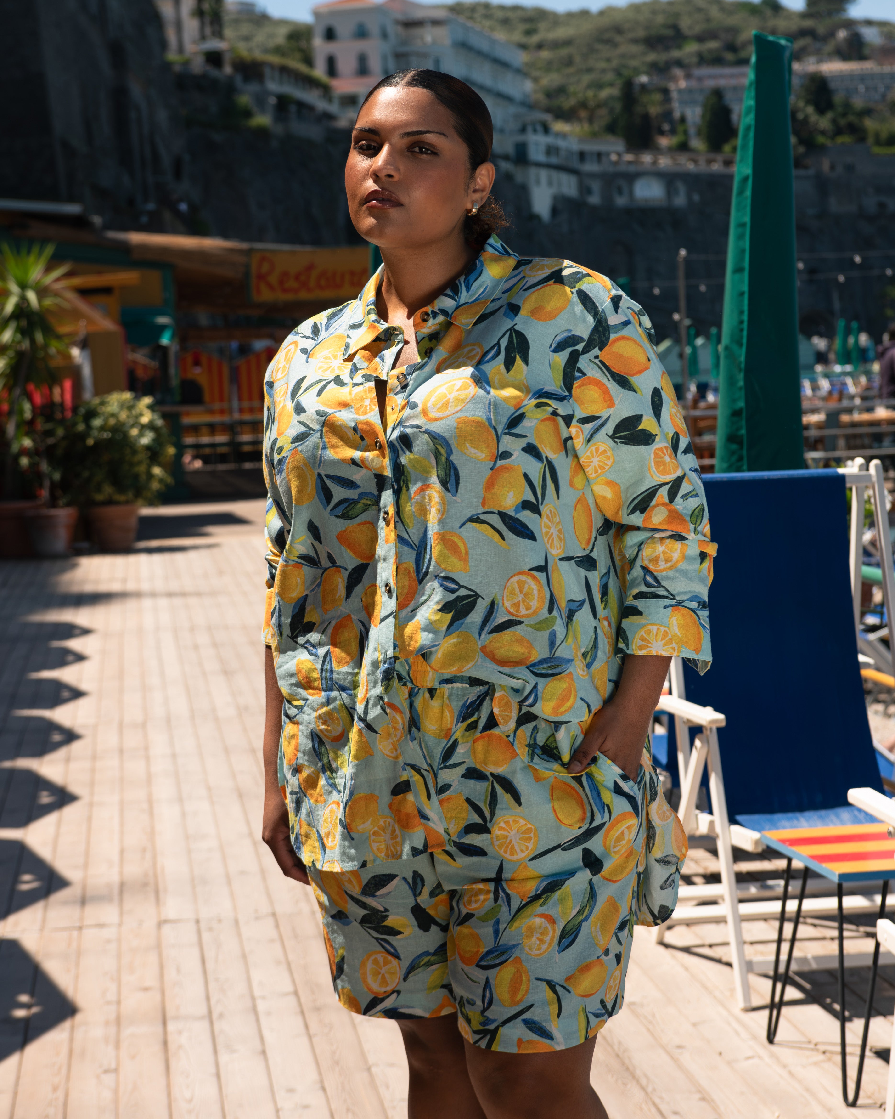 Dawn Linen Hi Low Tunic - Limoncello Print – Universal Standard