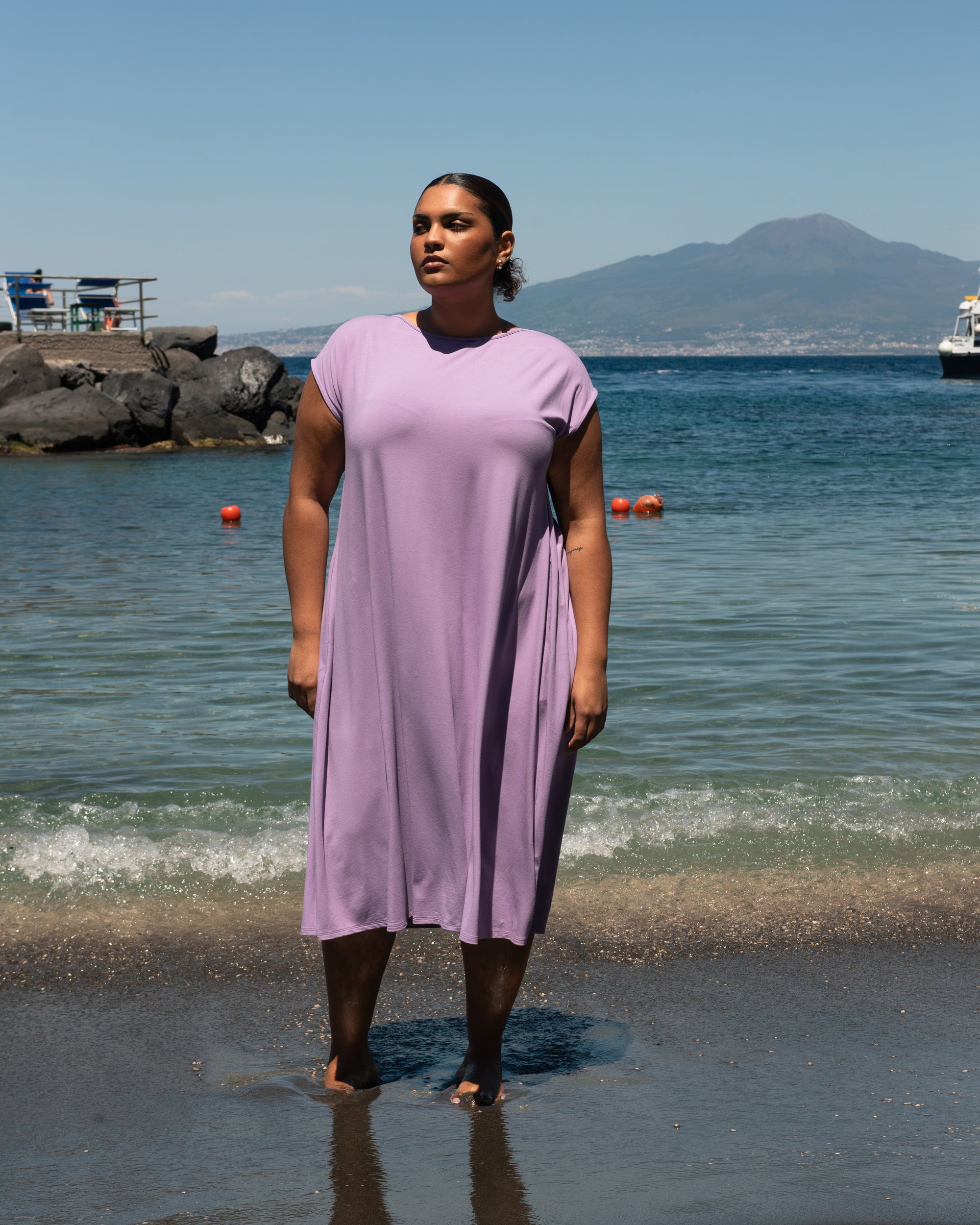 Capri Divine Jersey Flared Dress - Spring Iris | Plus Size & Straight Size Women's Fashion | Universal Standard