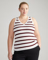 Lee Sleeveless Sweater - White/Black/Red Stripe