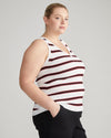 Lee Sleeveless Sweater - White/Black/Red Stripe