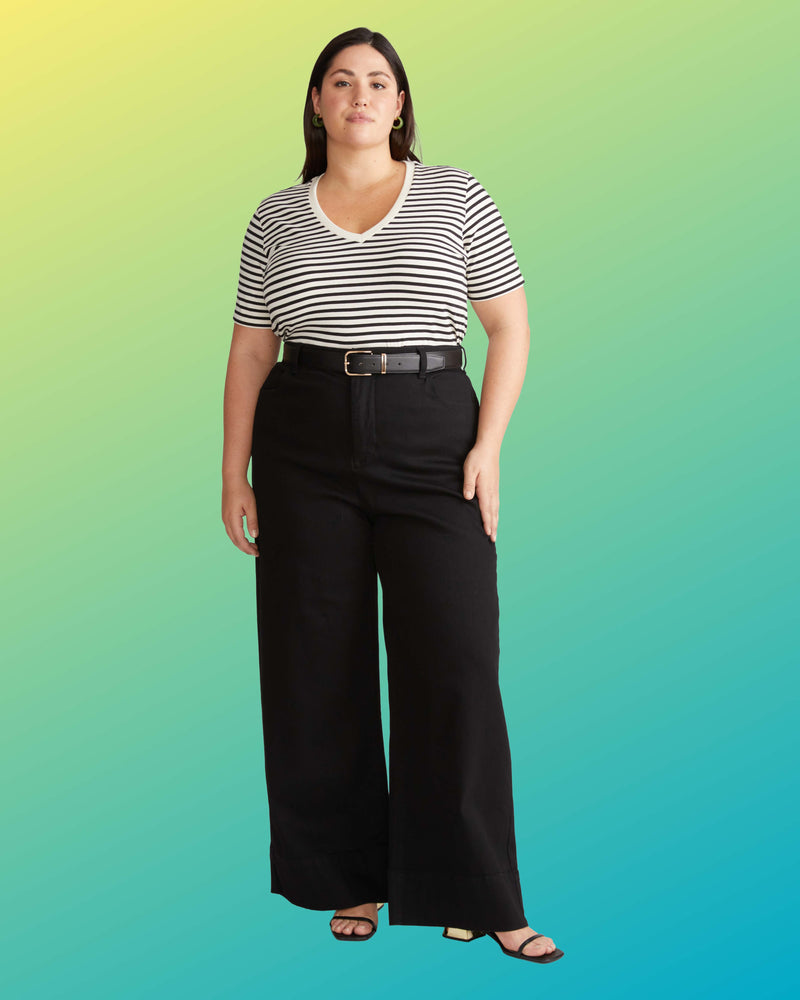 V Rex - Ecru/Black Stripe | Plus Size & Straight Size Women's Fashion | Universal Standard