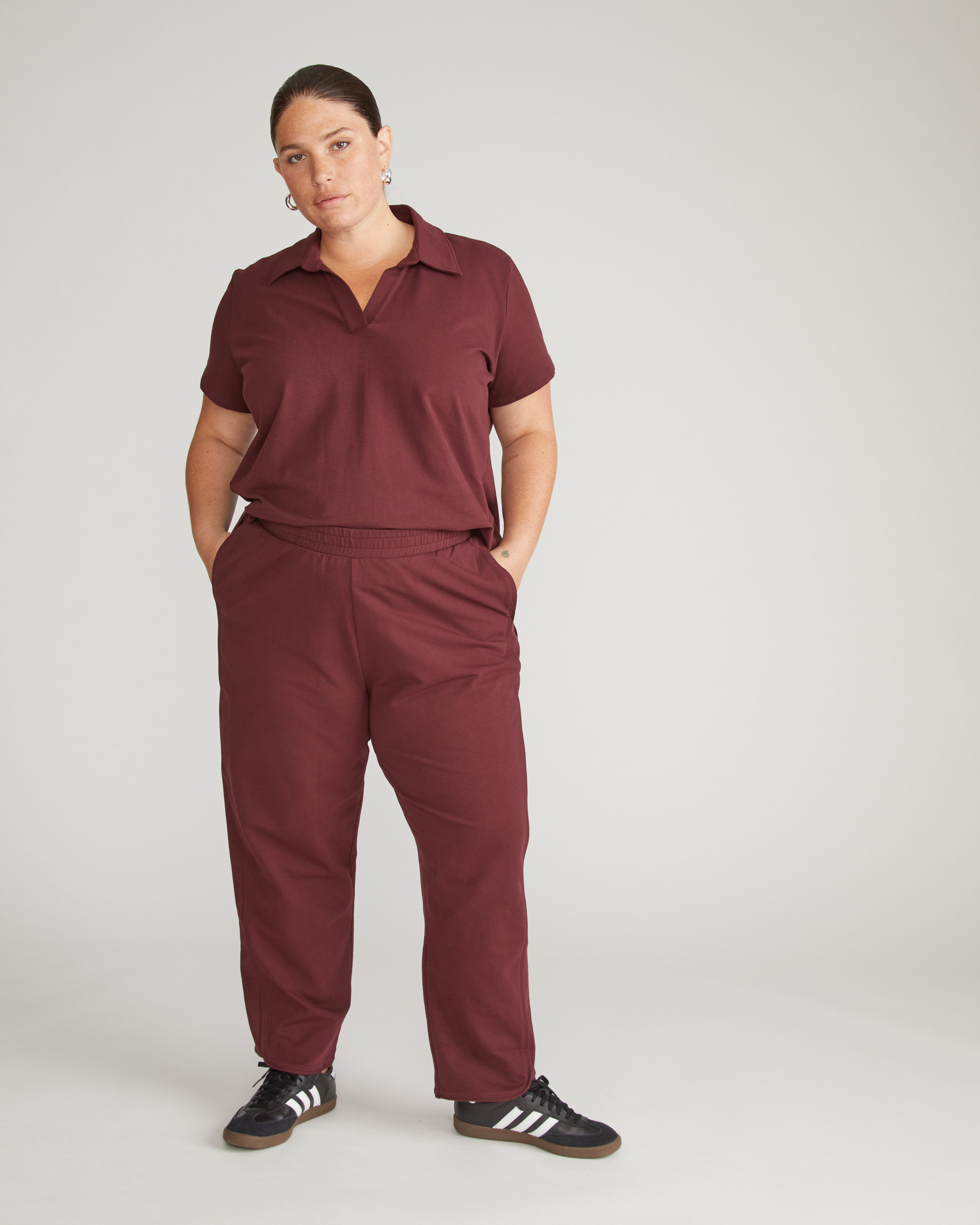 Varsity French Terry Pull On Pants - Black Cherry – Universal Standard