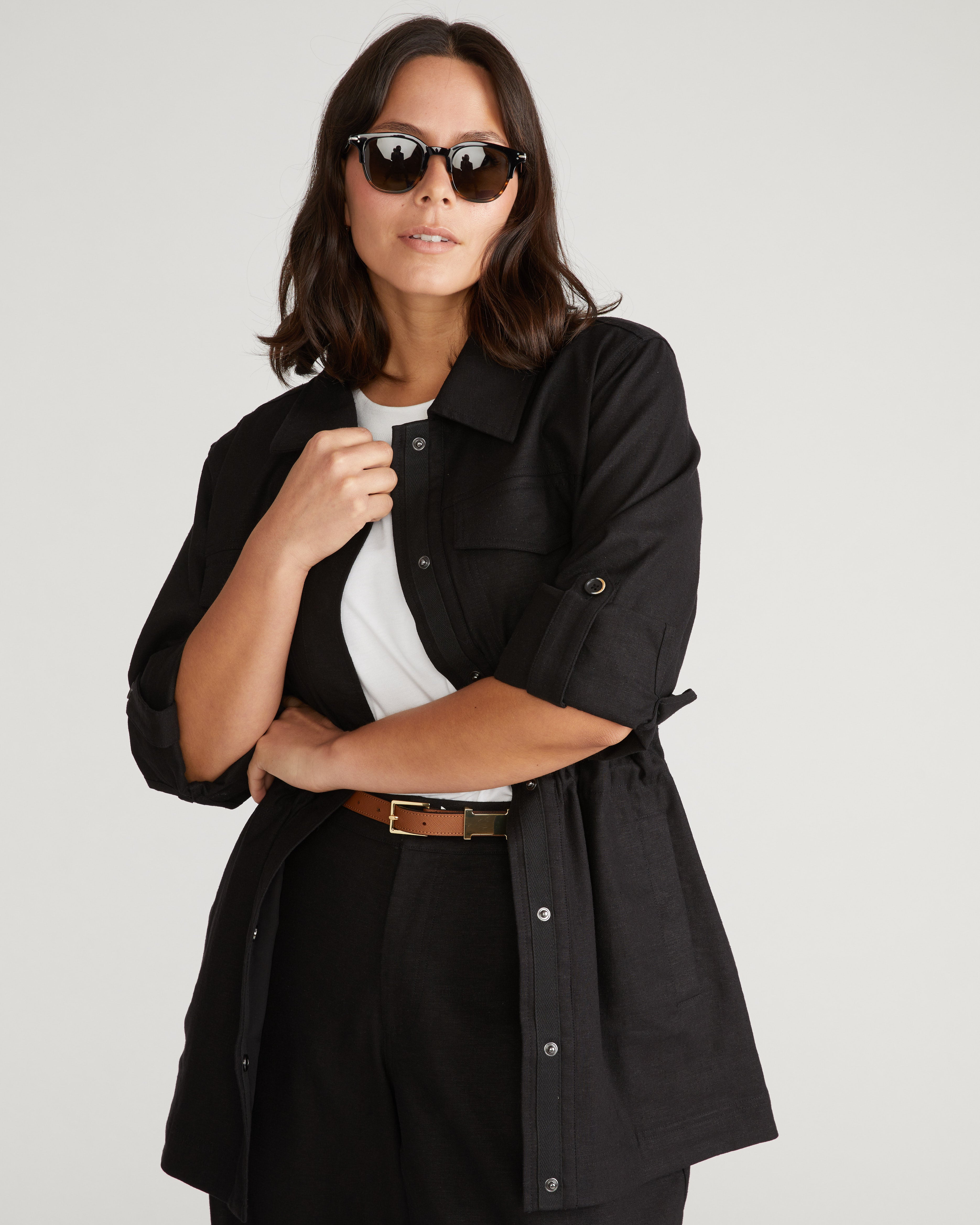 Vineyard Linen Blend Jacket - Black – Universal Standard