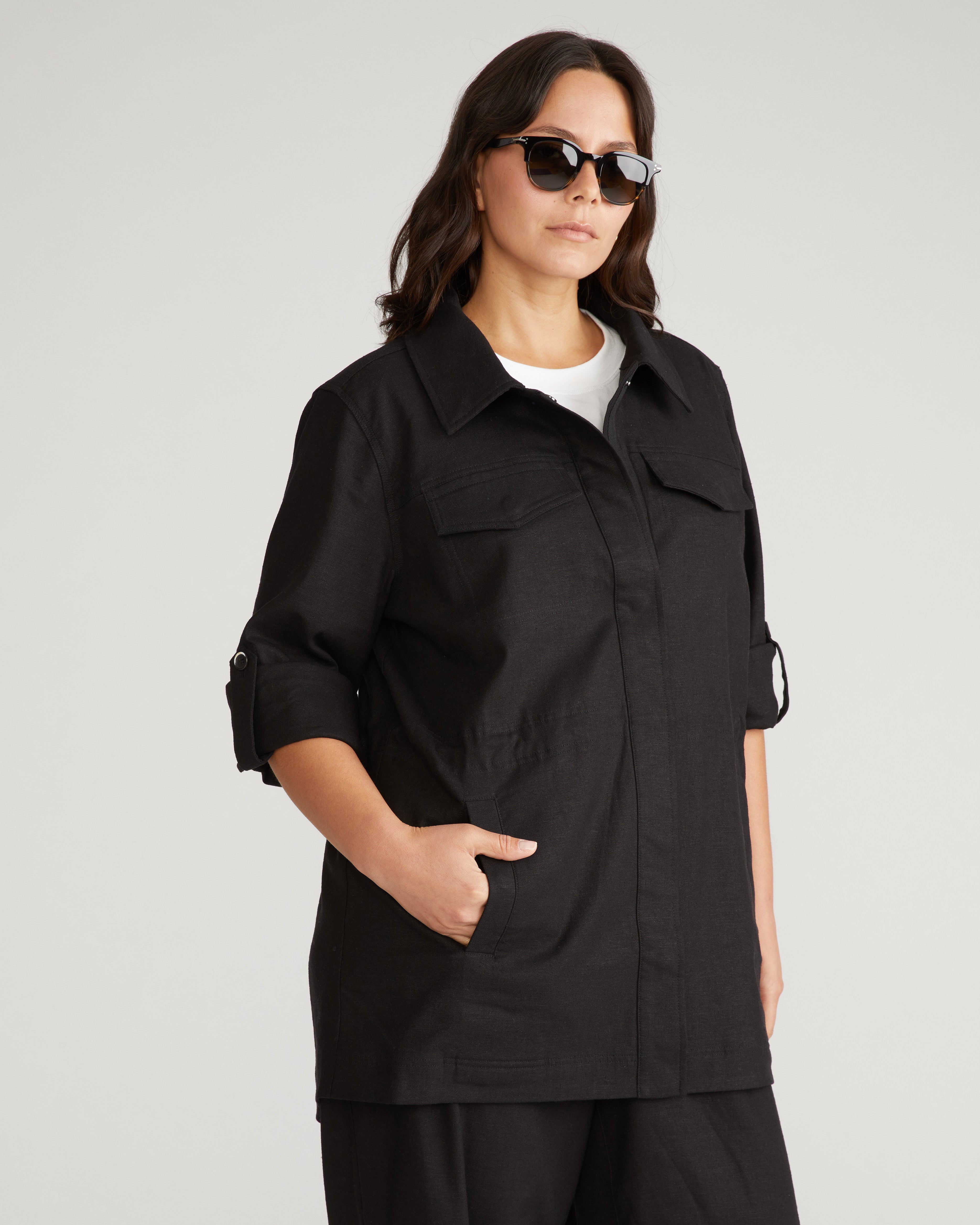 Vineyard Linen Blend Jacket - Black – Universal Standard