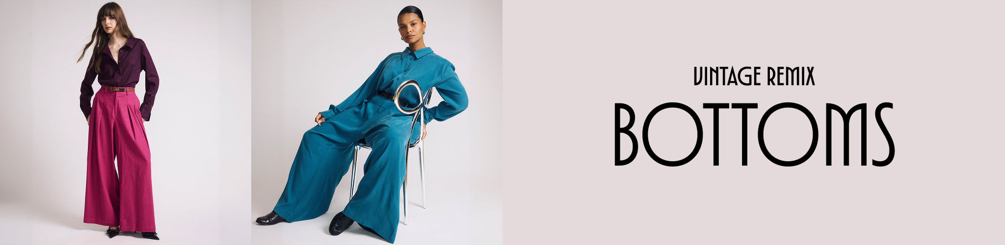 Model wearing styles from the Vintage Remix - Bottoms collection