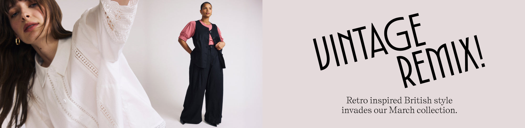 Model wearing styles from the Vintage Remix - All collection