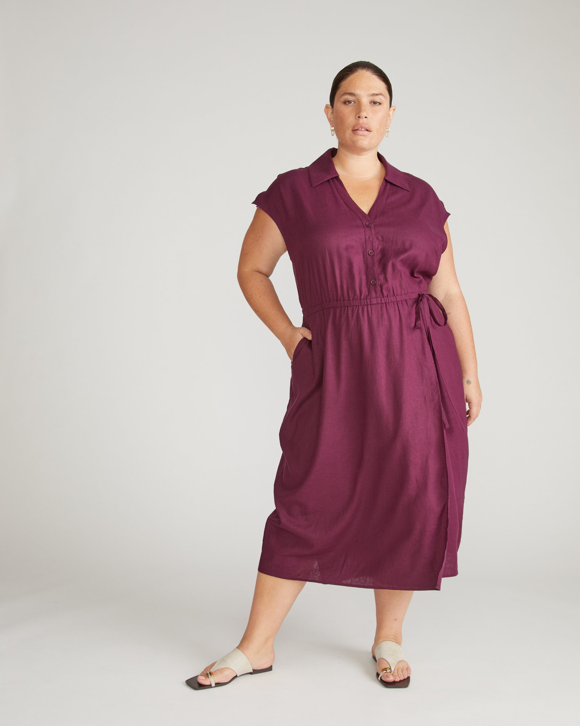 Laurel Linen Dress - / Acai- Size2XS - by Universal Standard Laurel Linen Dress - / Acai- Size2XS - by Universal Standard