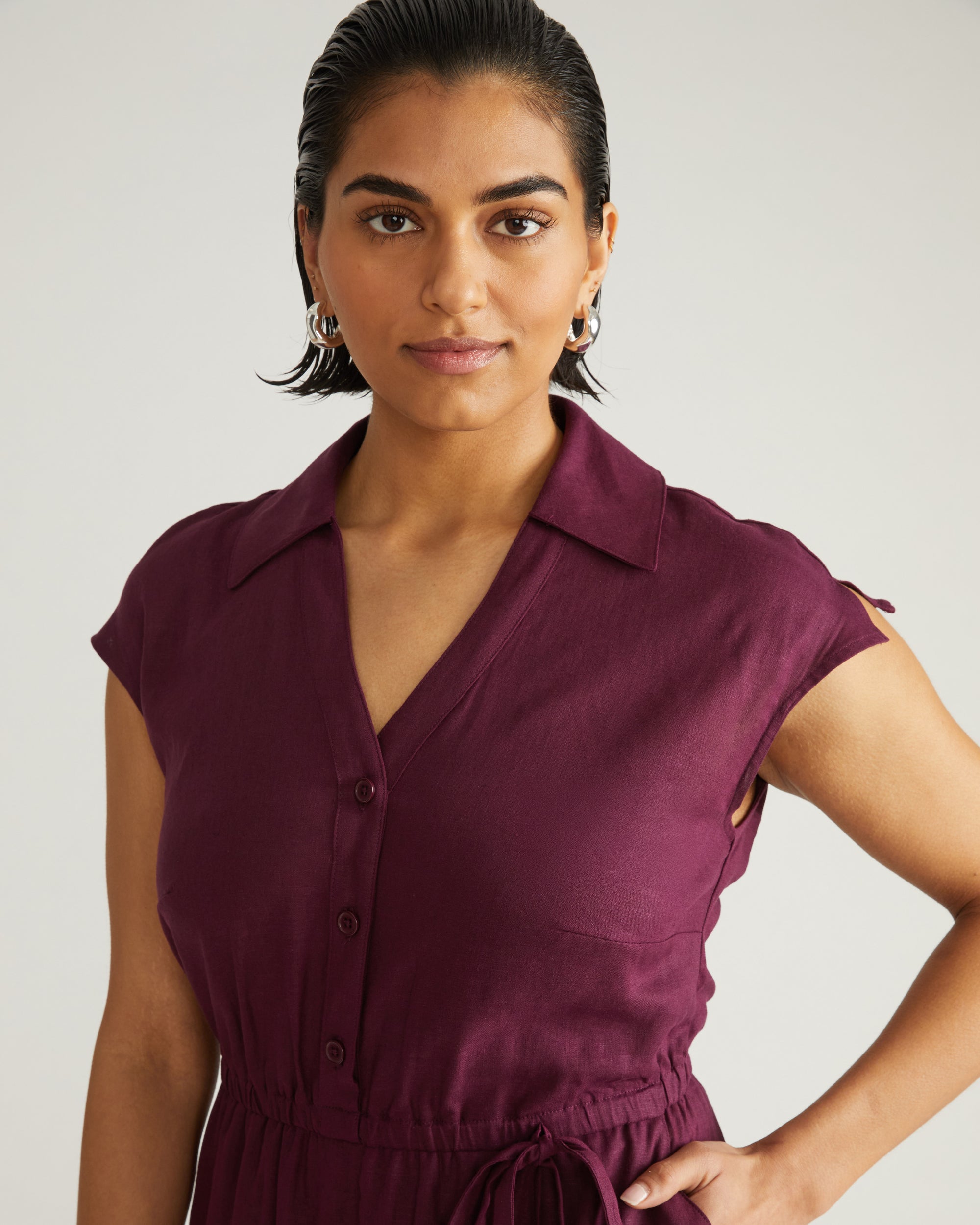 Laurel Linen Dress - Acai