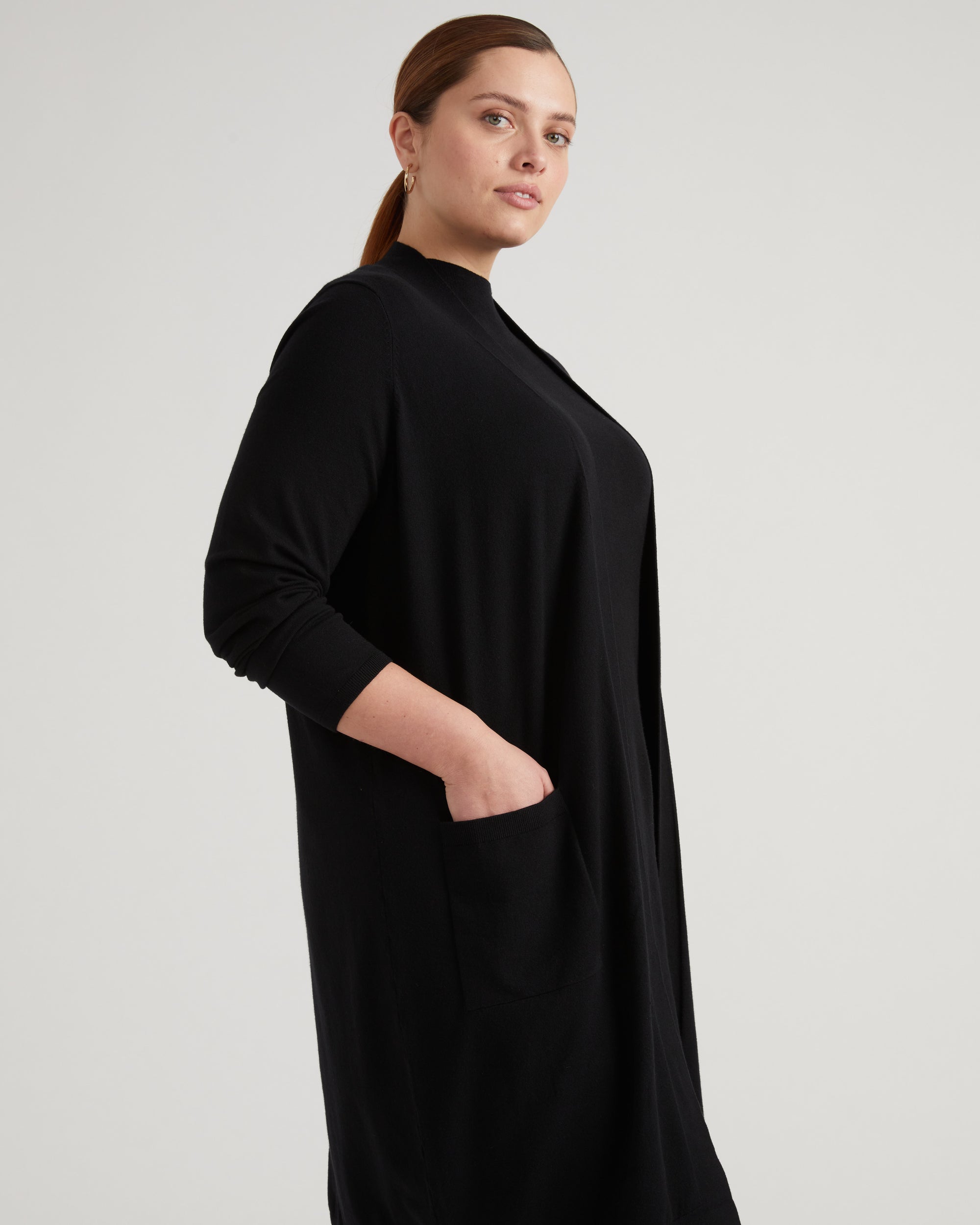 Savvy Double Knit Sweater Cardigan - Black