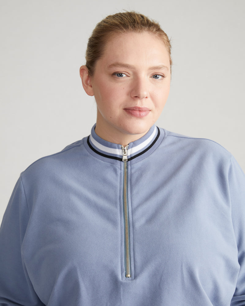 Peachy Terry Half Zip Pullover - Pressed Pansy