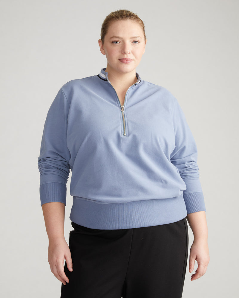 Peachy Terry Half Zip Pullover - Pressed Pansy