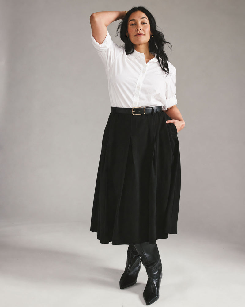 Aleya Pleated Ponte Skirt - Black | Plus Size & Straight Size Women's Fashion | Universal Standard