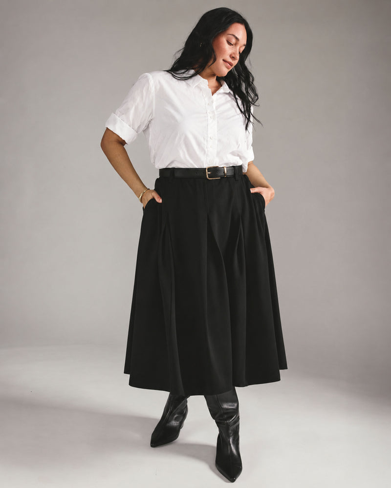 Aleya Pleated Ponte Skirt - Black | Plus Size & Straight Size Women's Fashion | Universal Standard
