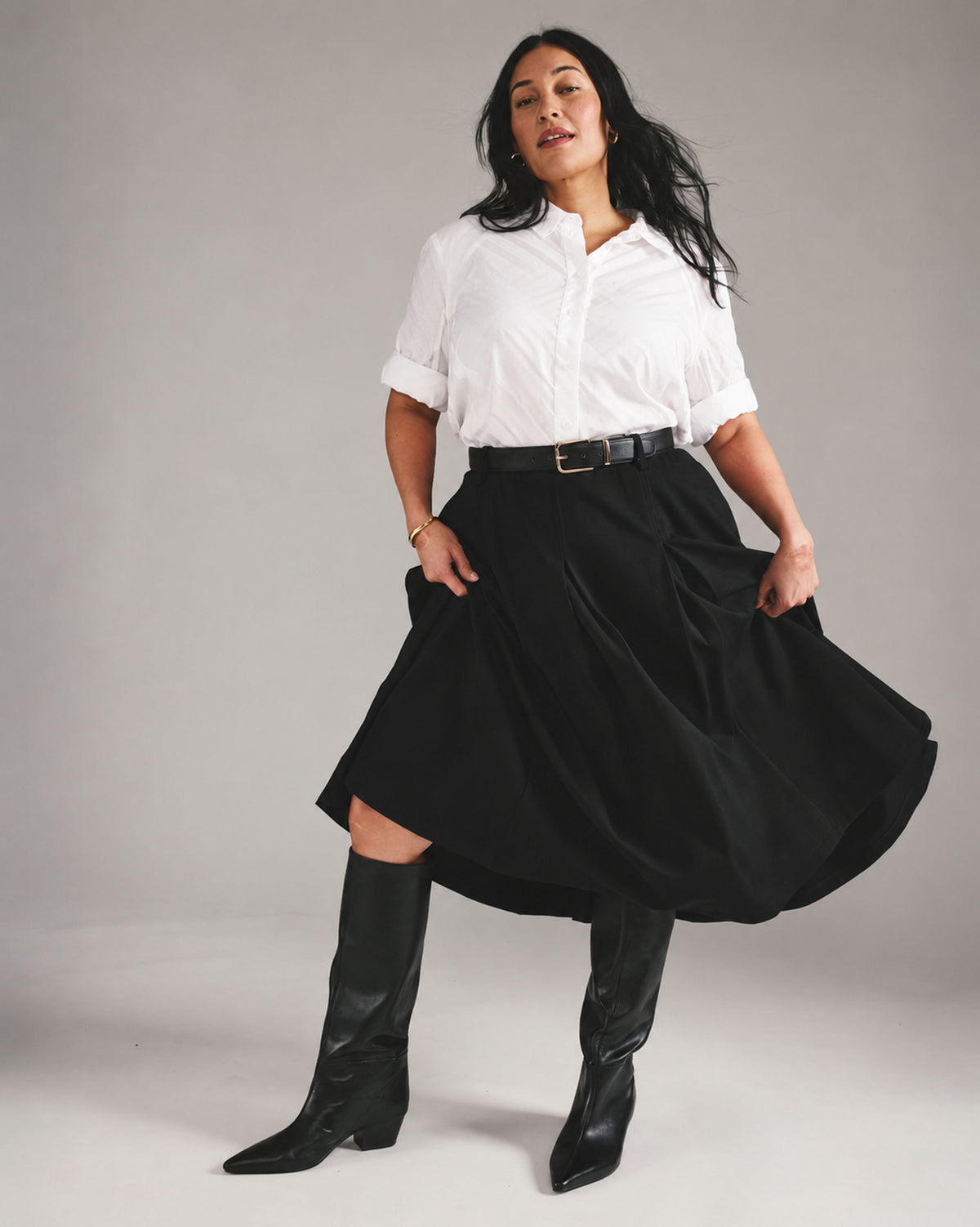 Aleya Pleated Ponte Skirt - Black | Plus Size & Straight Size Women's Fashion | Universal Standard