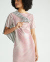 Belle Breton Stripe Jersey Dress - Ecru/Burgundy Stripe