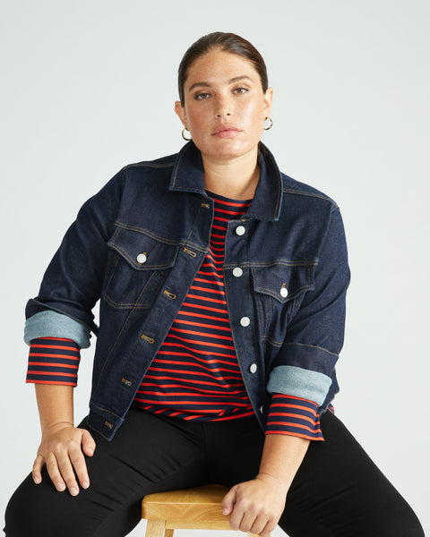 Belle Breton Stripe Jersey Tee Navy/Red Stripe