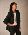 Woman wearing All Day Warren Double Breasted Blazer - Black from Universal Standard