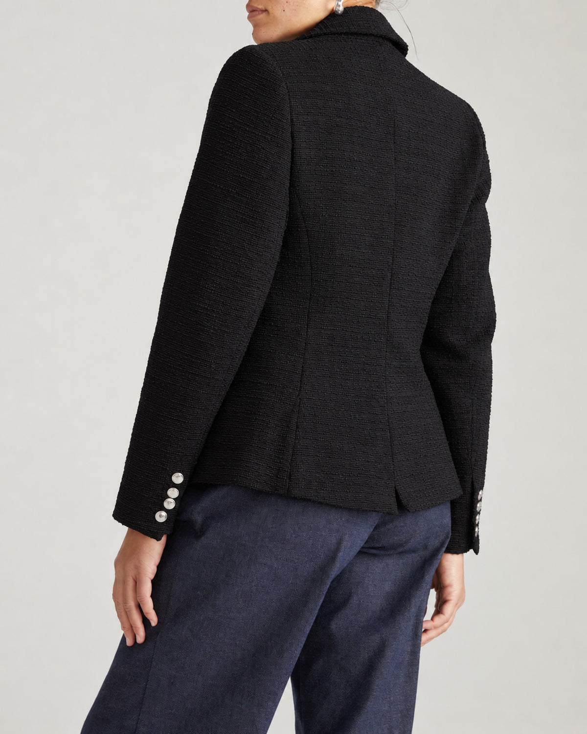 4 Pocket Ponte Blazer - Black Tweed with Silver Buttons | Plus Size & Straight Size Women's Fashion | Universal Standard