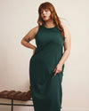 Woman wearing Cai High Neck Tank Dress - Forest Green from Universal Standard