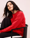 Long Sleeve Relaxed Tee - Ruby Red