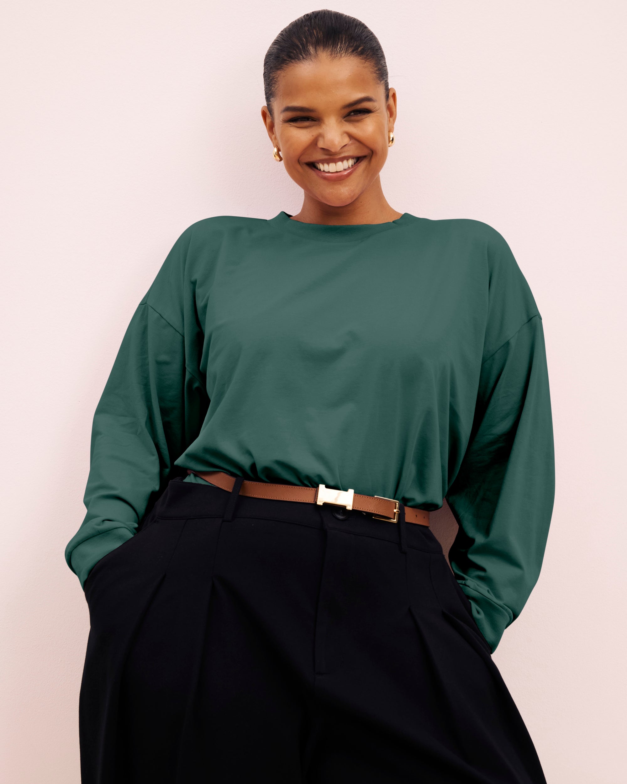 Long Sleeve Relaxed Tee - Forest Green