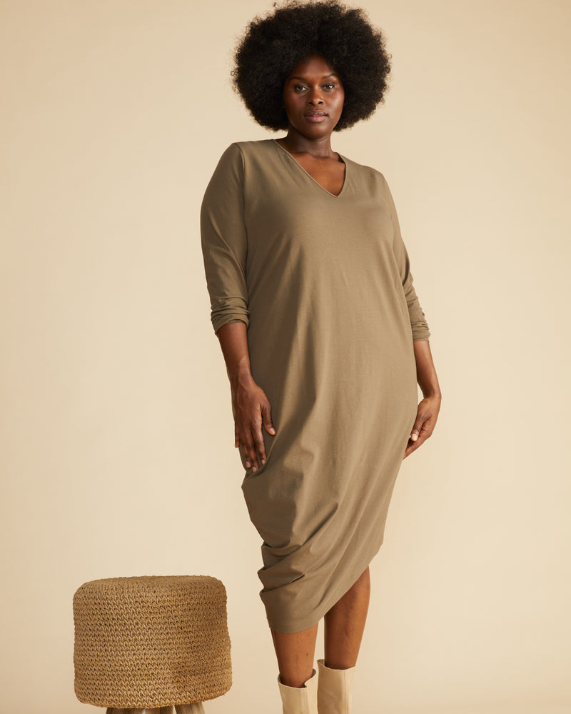 Iconic Long Sleeve V-Neck Geneva Dress - Crocodile
