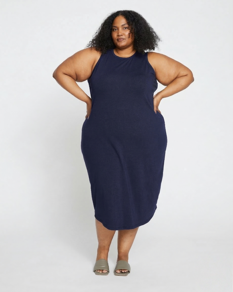 Cai High Neck Tank Dress - Midnight