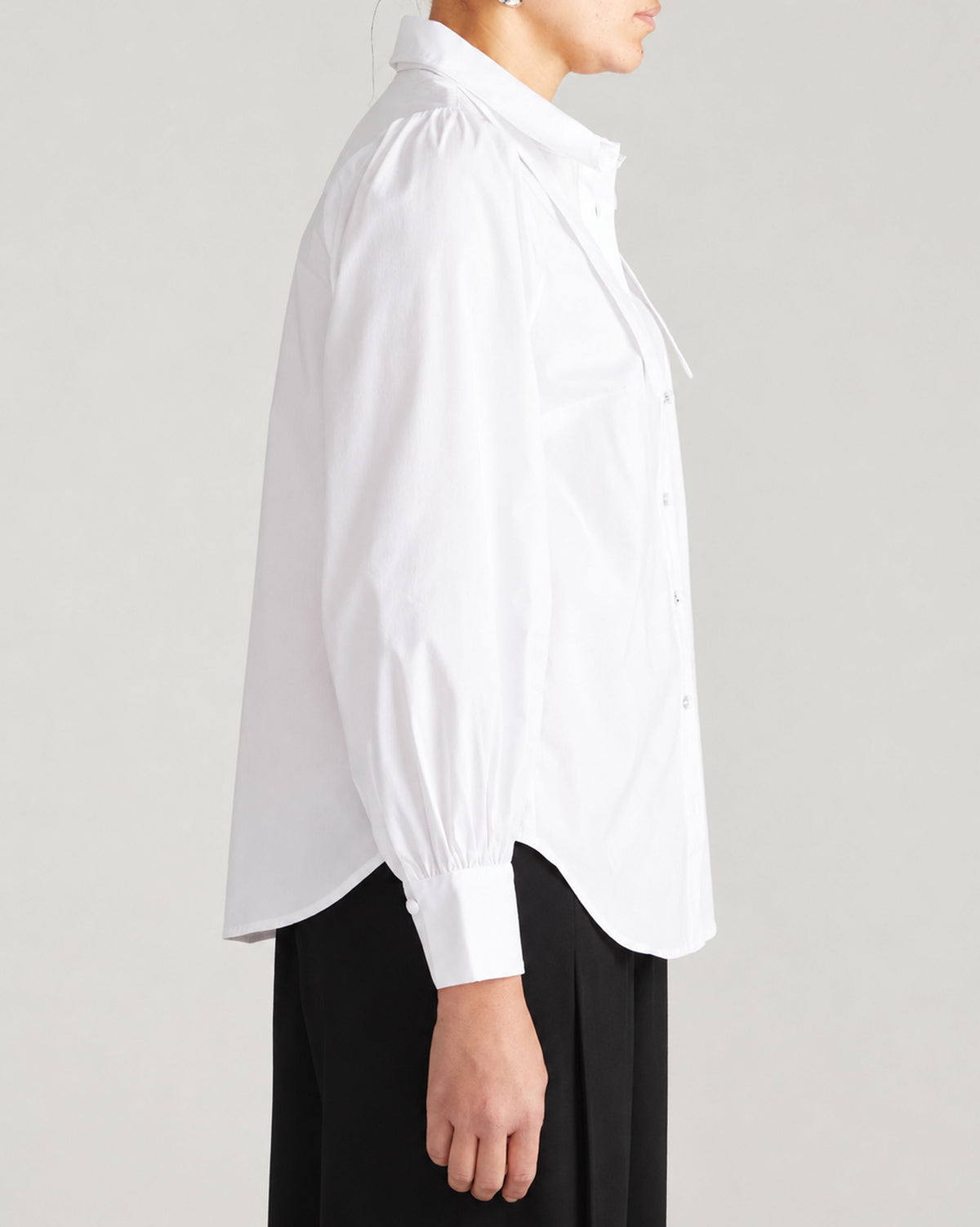 Janet Tie-Neck Cotton Poplin Shirt - White | Plus Size & Straight Size Women's Fashion | Universal Standard
