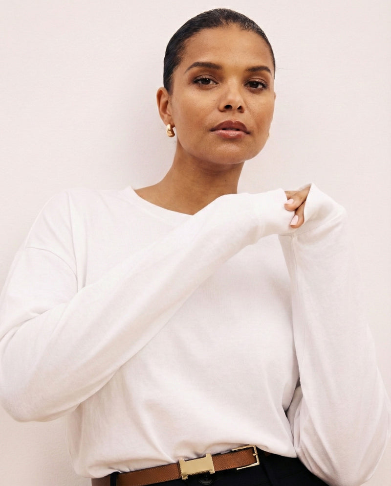 Long Sleeve Relaxed Tee - White