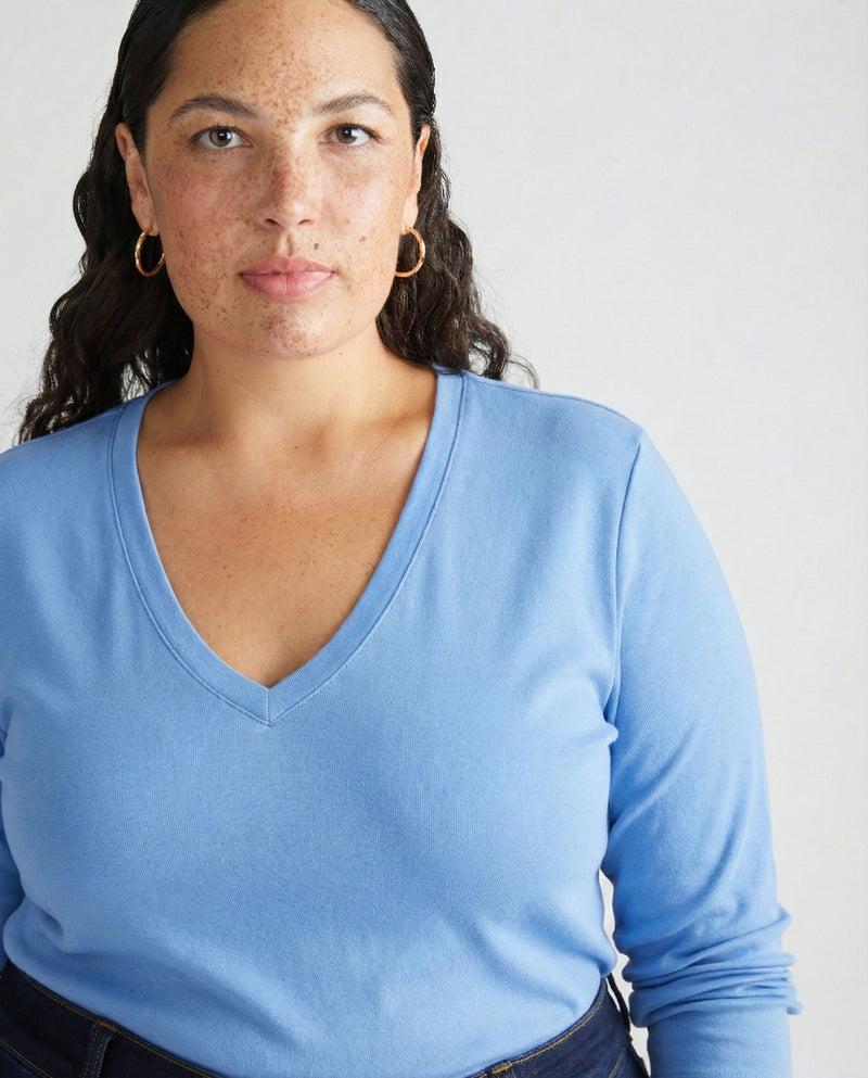Long Sleeve V Rex - Seaside Blue