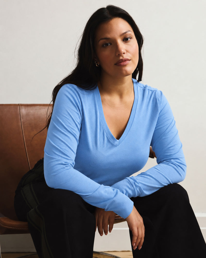 Long Sleeve V Rex - Seaside Blue | Plus Size & Straight Size Women's Fashion | Universal Standard