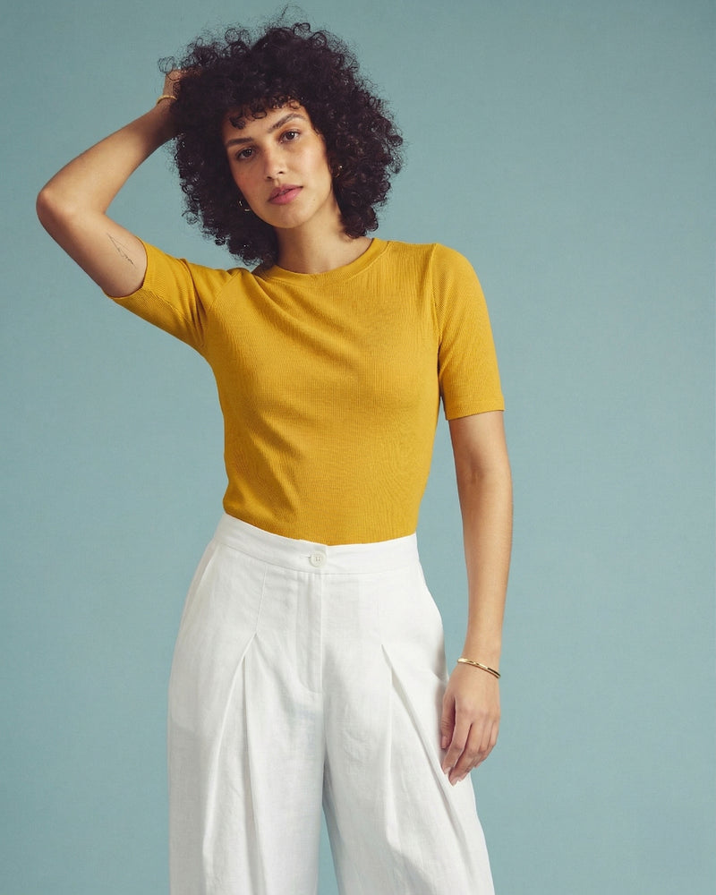 Classic Ribbed Tee - Goldenrod | Plus Size & Straight Size Women's Fashion | Universal Standard