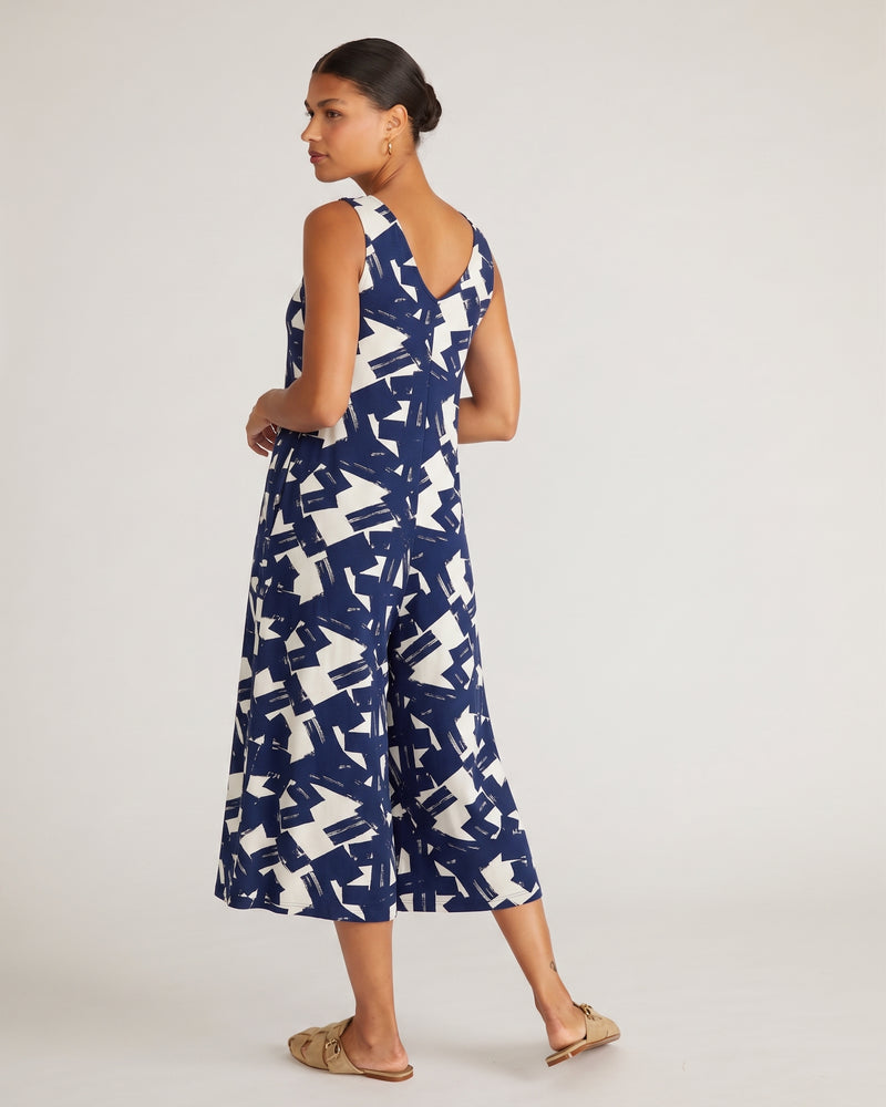 Sunny Divine Jersey Jumpsuit - Navy Santiago Print
