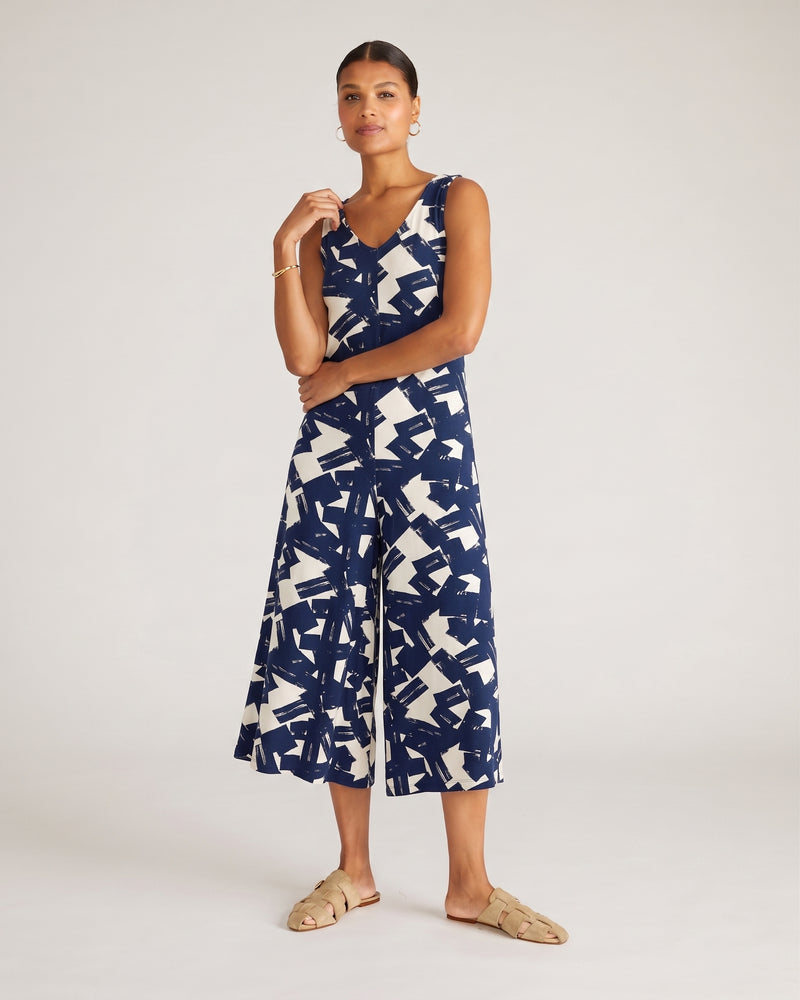 Sunny Divine Jersey Jumpsuit - Navy Santiago Print