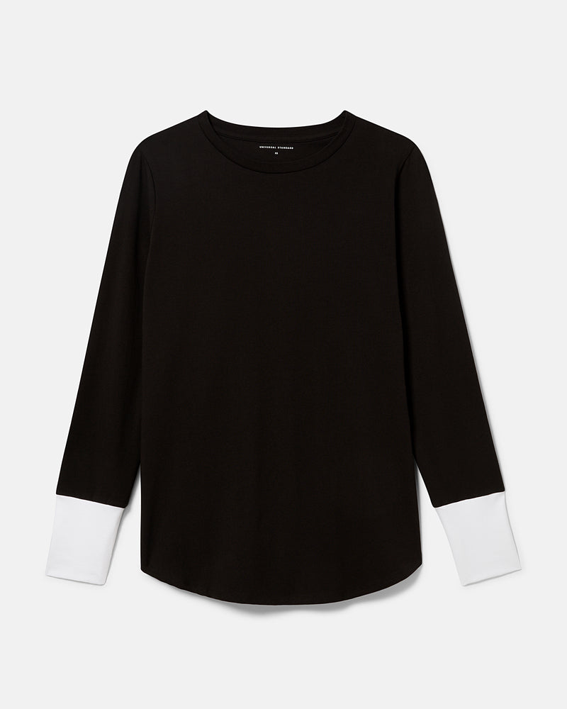 Rhine Color Block Cuff Top - Black/White