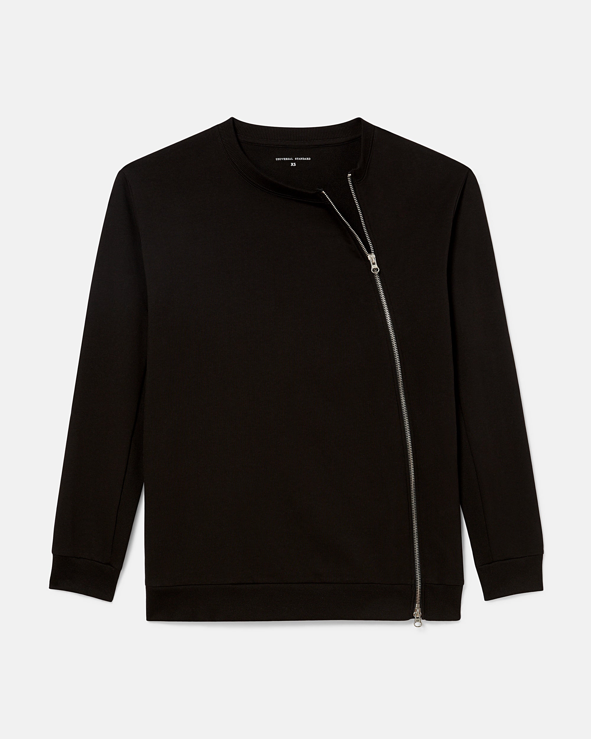 Woman wearing Meridien Zip Sweatshirt - Black from Universal Standard