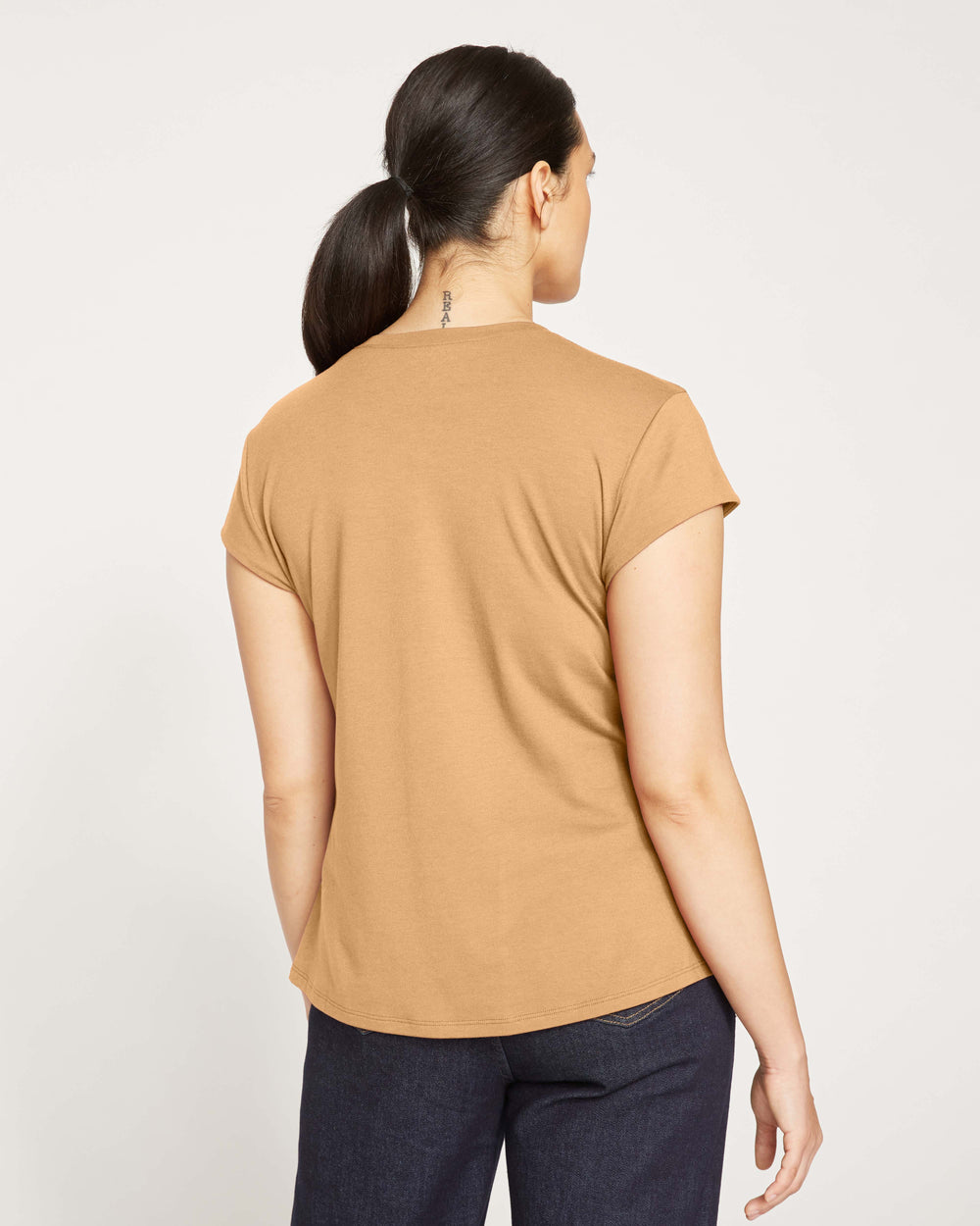 Ashley Cap Sleeve Tee - Caramel