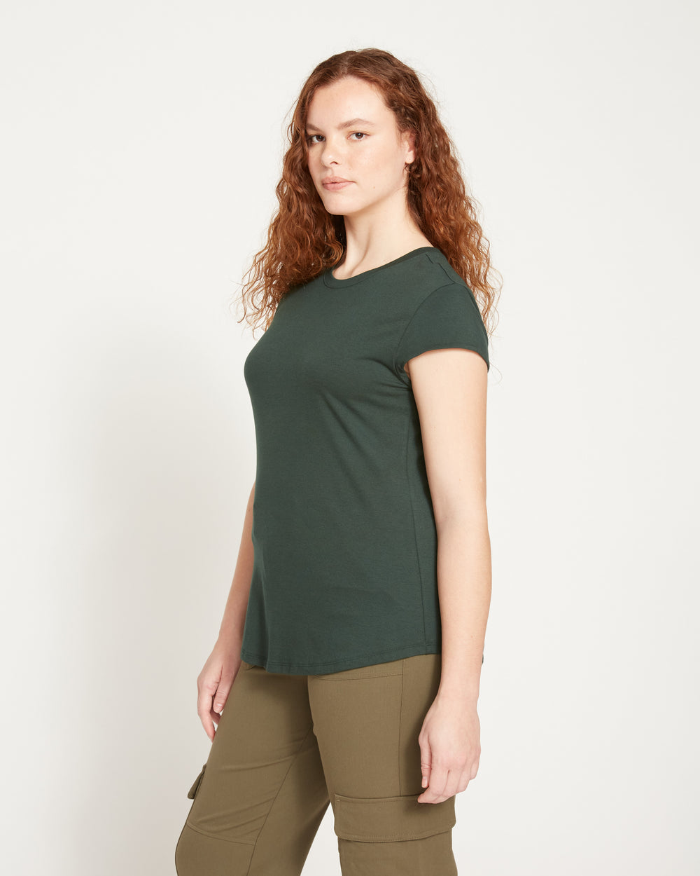 Ashley Cap Sleeve Tee - Forest Green
