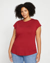 Ashley Cap Sleeve Tee - Rhubarb