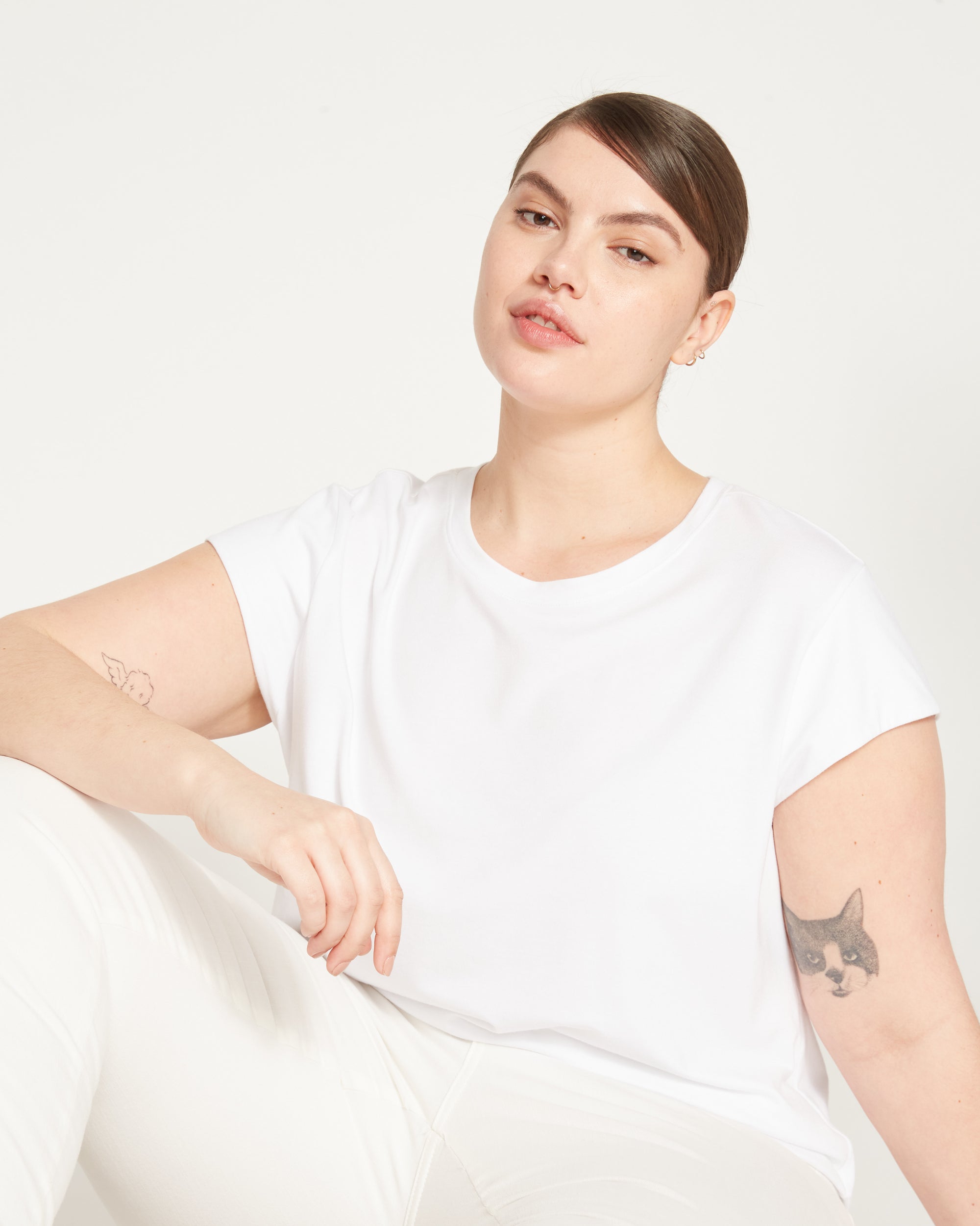 Ashley Cap Sleeve Tee - White