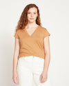 Ashley V Neck Cap Sleeve Tee - Caramel