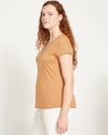 Ashley V Neck Cap Sleeve Tee - Caramel