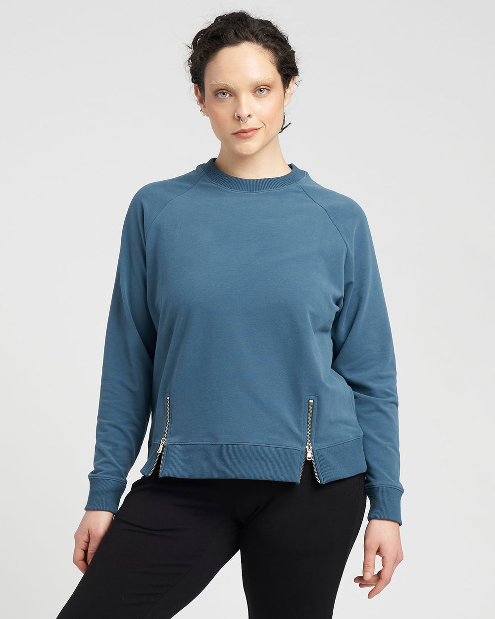 Peachy Terry Side Zip Pullover - Teal