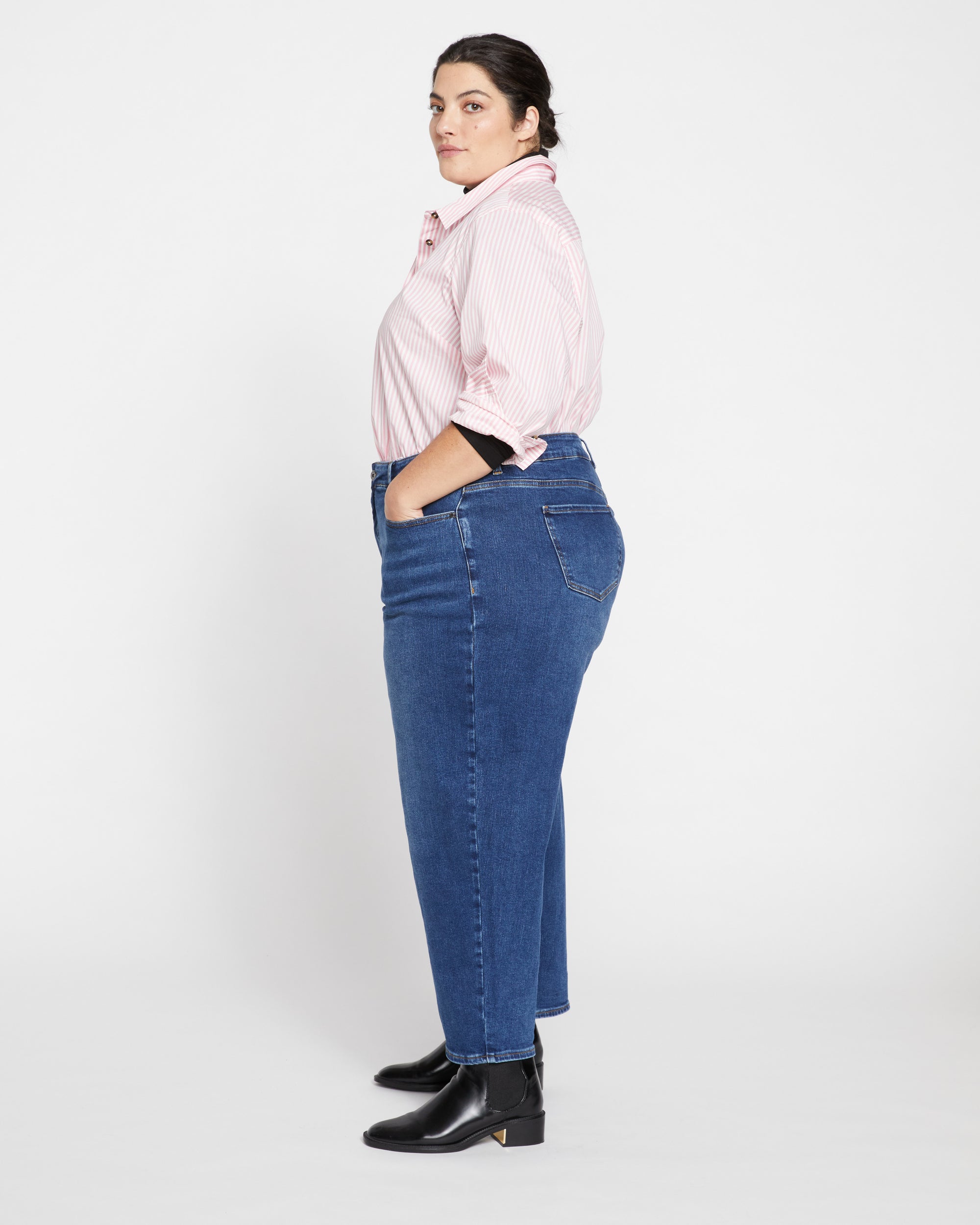 Lou High Rise Barrel Leg Jeans Union City Blue - Main Image