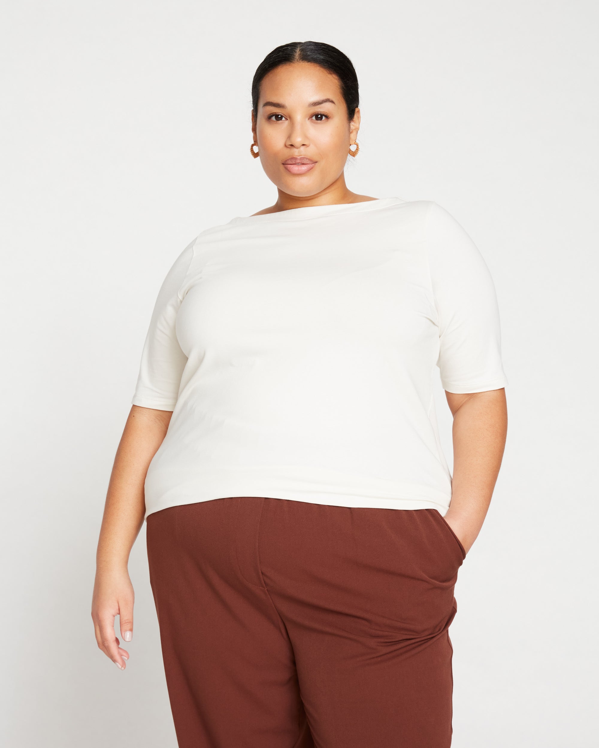 Bella Boatneck Tee - White
