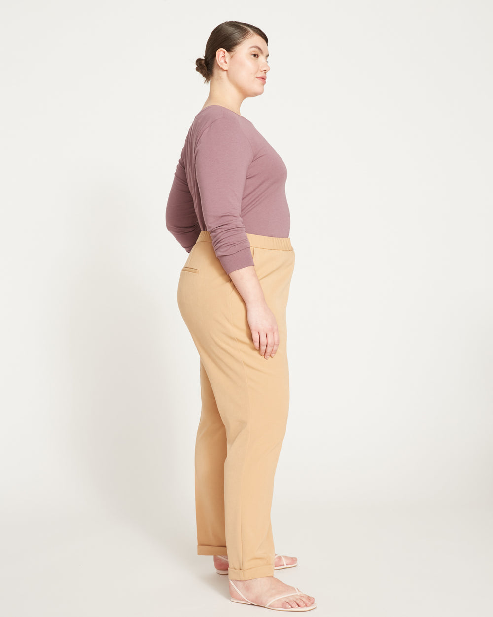 All Day Cuffed Cigarette Pants - Cafe Au Lait