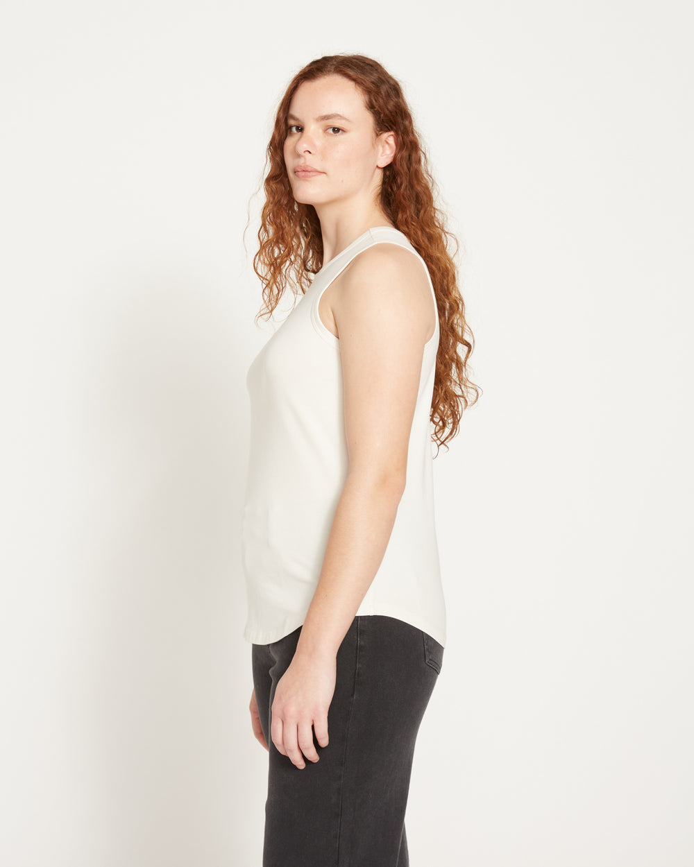 Cai High Neck Tank - White