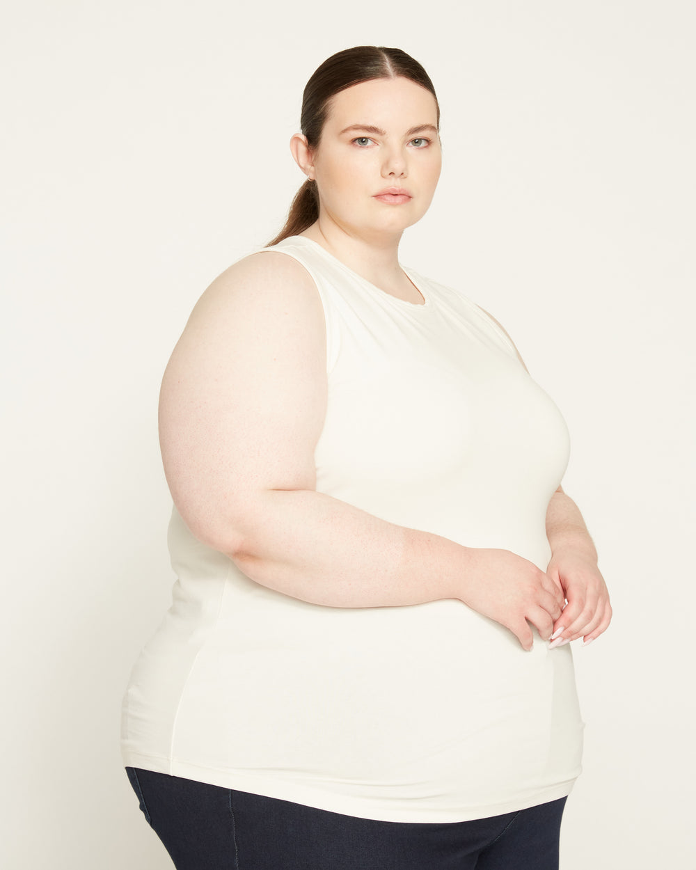 Cai High Neck Tank - White